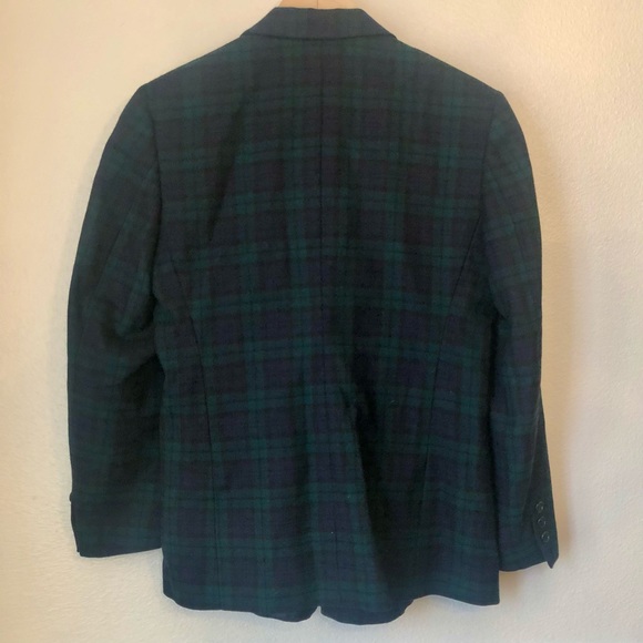 BOYD’S THREADNEEDLE STREET | Vintage Navy Green Tartan Double Breasted Blazer 4P - Picture 6 of 7
